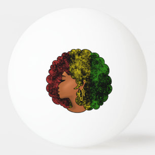 Rasta Schwarze Mädchen Frau Afro rot gelb grün Tischtennisball