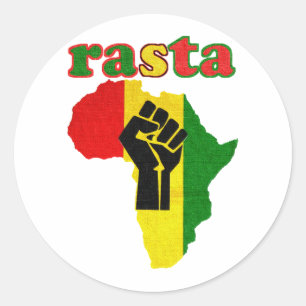Rasta schwarze Power-Faust über Afrika Runder Aufkleber