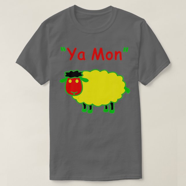 Rasta Sheep Ya Mon Funny T-Shirt (Design vorne)