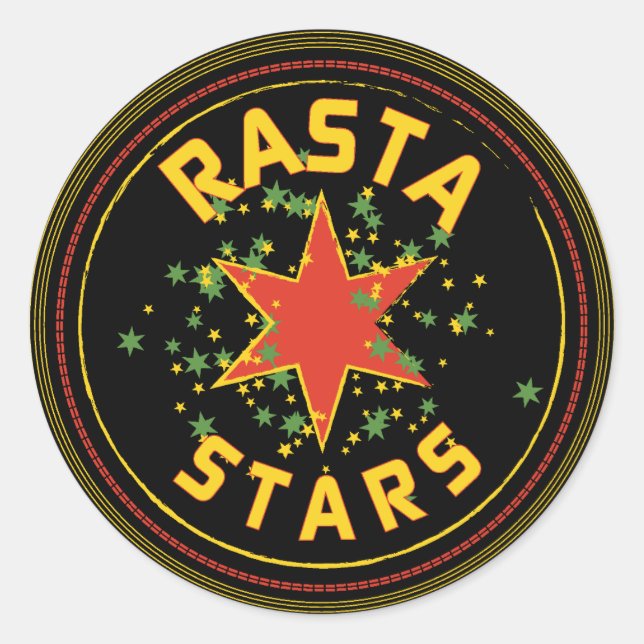 Rasta Stars Round Sticker (Vorderseite)