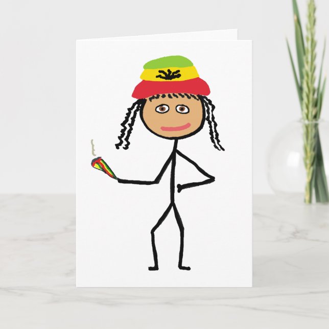 Rasta-Stickfrau Karte (Vorderseite)
