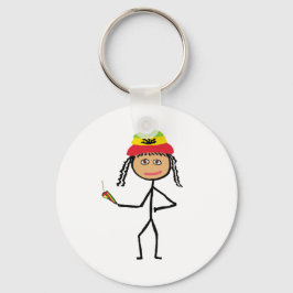 Rasta-Stickfrau Schlüsselanhänger