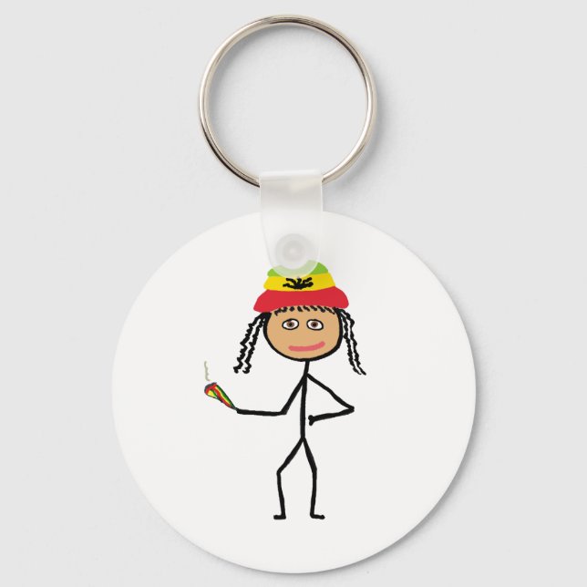 Rasta-Stickfrau Schlüsselanhänger (Vorderseite)