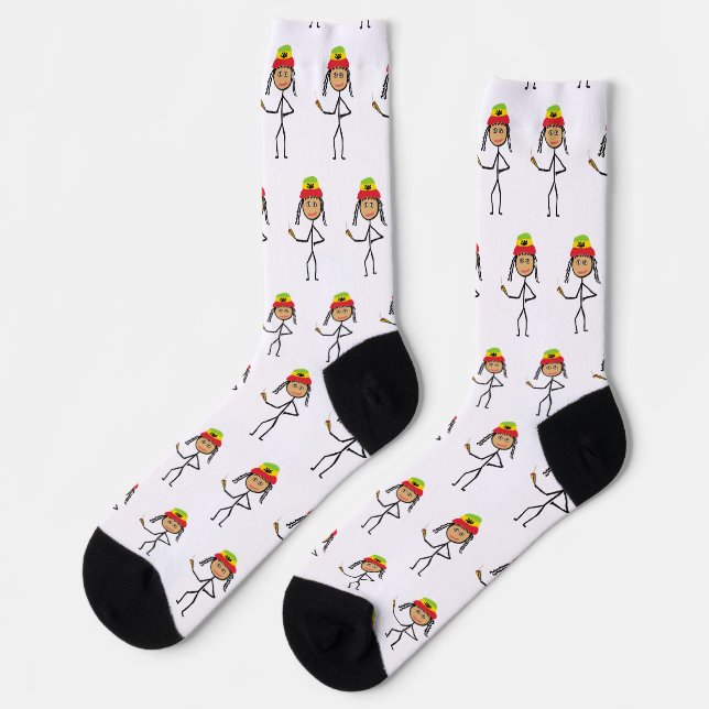 Rasta-Stickfrau Socken (Linkes Detail)