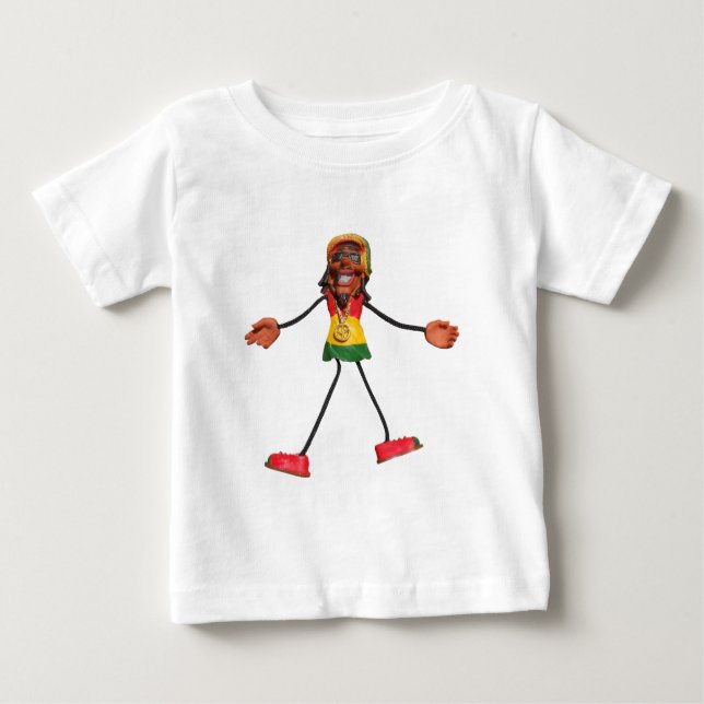 Rasta Strichmännchen mit Goldfriedenszeichen Baby T-shirt (Vorderseite)