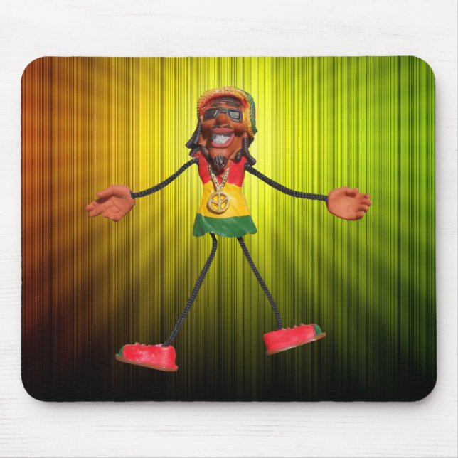 Rasta Strichmännchen mit Goldfriedenszeichen Mousepad (Vorne)