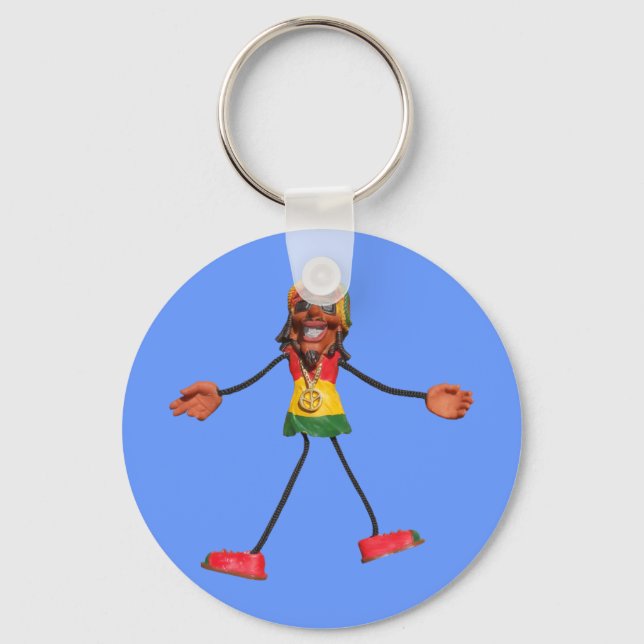 Rasta-Strichmännchen mit Goldfriedenszeichen Schlüsselanhänger (Vorderseite)