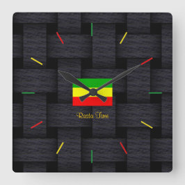 'Rasta Time' Quadratische Wanduhr
