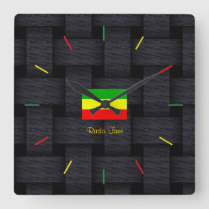 'Rasta Time' Quadratische Wanduhr