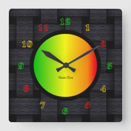 Rasta Time Quadratische Wanduhr