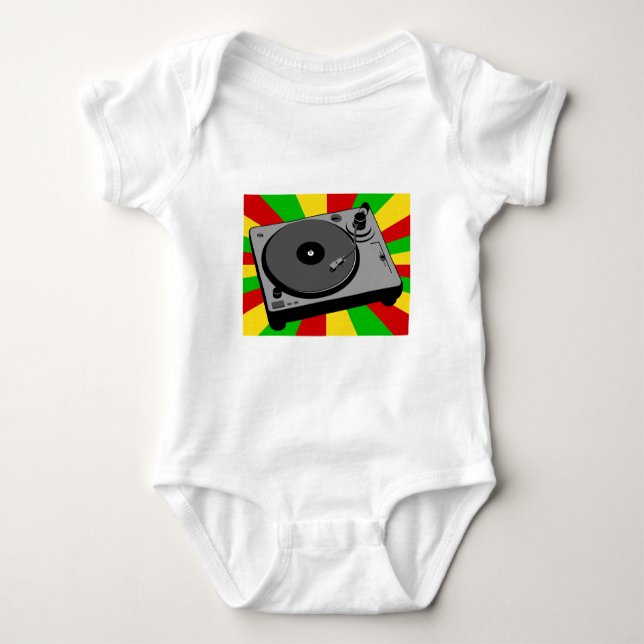 Rasta Turntable Baby Strampler (Vorderseite)