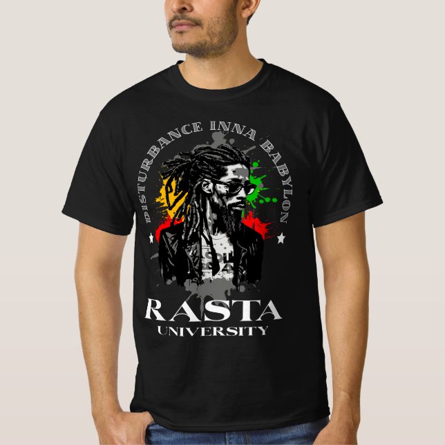 Rasta University Disturbance Inna Babylon Reggae T-Shirt (Vorderseite)