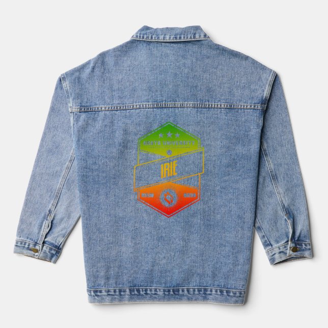 Rasta University Irie Good Vibes Rasta Reggae Jeansjacke (Rückseite)