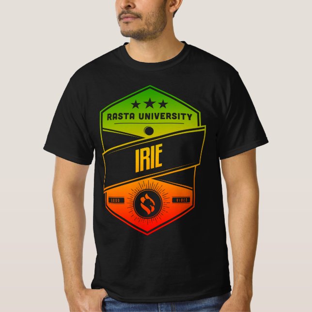 Rasta University Irie Good Vibes Rasta Reggae T-Shirt (Vorderseite)