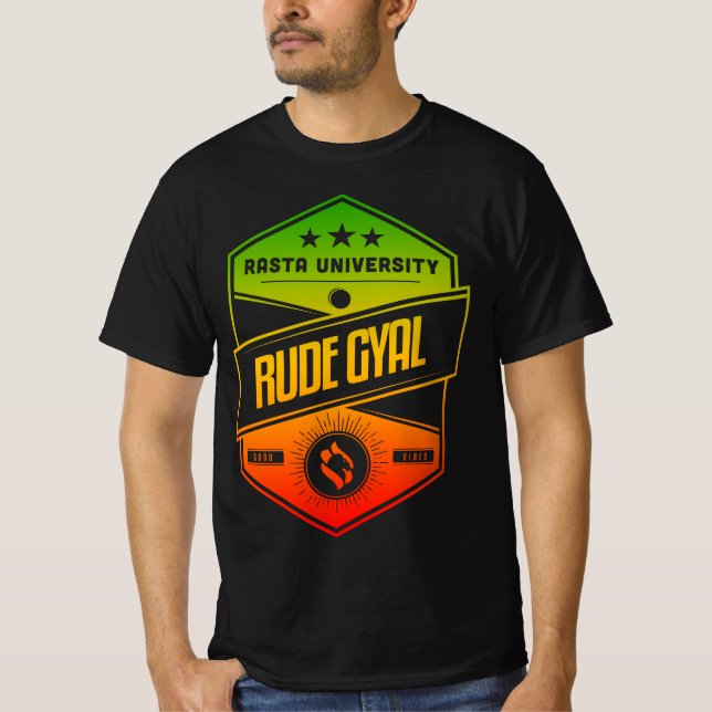 Rasta University Rude Gyal Good Vibes Rasta Reggae T-Shirt (Vorderseite)