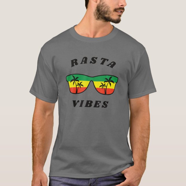 Rasta Vibes Reggae Rastafari Palm Tree Tropical Su T-Shirt (Vorderseite)