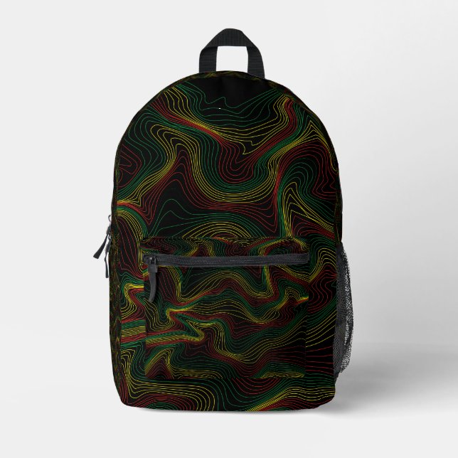 Rasta Waves Bedruckter Rucksack (Vorderseite)