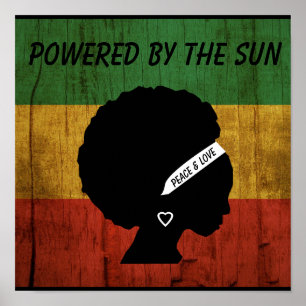 Rasta Woman Peace & Liebe Powered by the Sun Poster