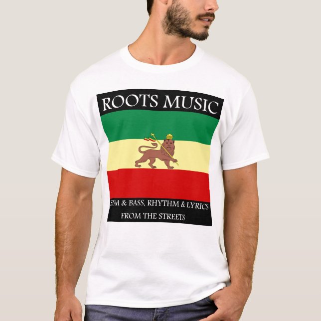 Rasta - Wurzel-Musik-Äthiopien-Flaggen-Löwe von T-Shirt (Vorderseite)