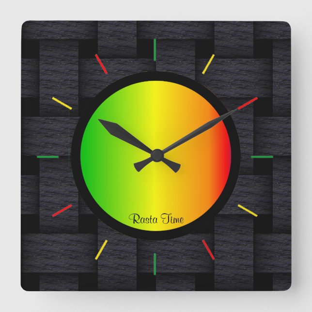 Rasta Zeit Quadratische Wanduhr (Vorderseite)