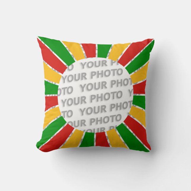 RASTAFARI FLAG BUTTON RAYS + Ihr Zeichen oder Foto Kissen (Vorderseite)