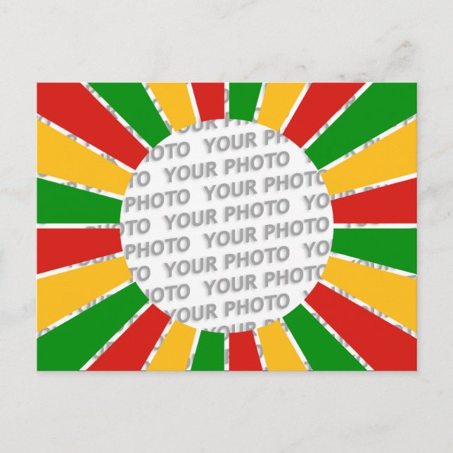 RASTAFARI FLAG BUTTON RAYS + Ihr Zeichen oder Foto Postkarte (Vorderseite)