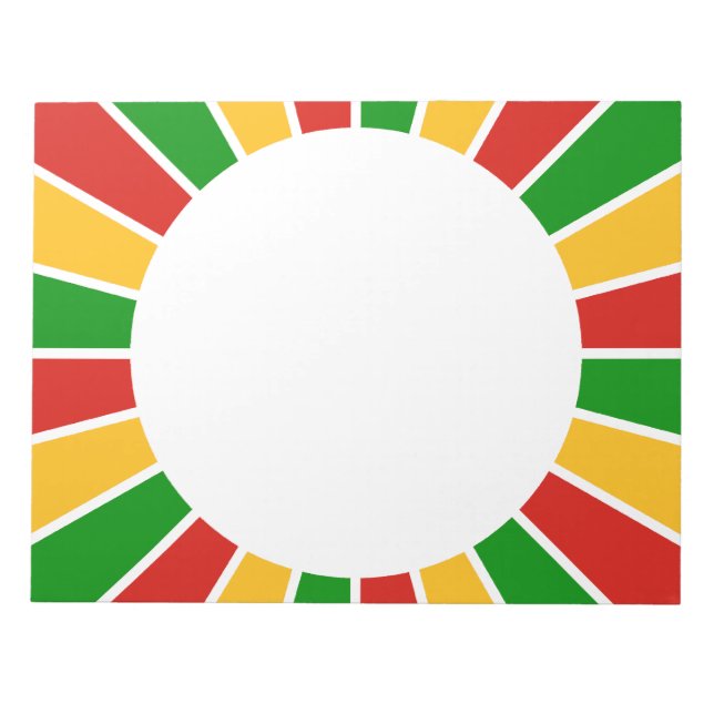 RASTAFARI FLAG BUTTON RAYS + Ihr Zeichen oder Mono Notizblock (Vorderseite)
