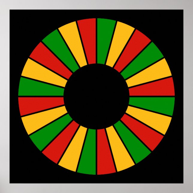 RASTAFARI FLAG BUTTON RAYS + Ihr Zeichen oder Mono Poster (Vorne)