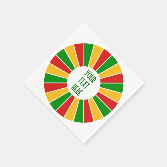 RASTAFARI FLAG BUTTON RAYS + Ihr Zeichen oder Mono Serviette (Ecke)