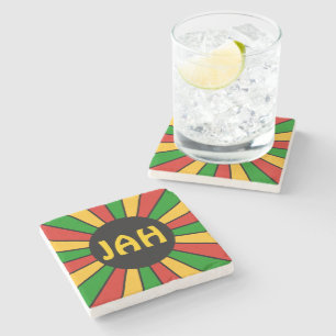 RASTAFARI FLAG BUTTON RAYS + Ihr Zeichen oder Mono Steinuntersetzer