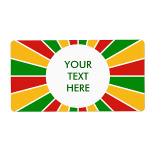 RASTAFARI FLAG BUTTON RAYS + Ihr Zeichen oder Text