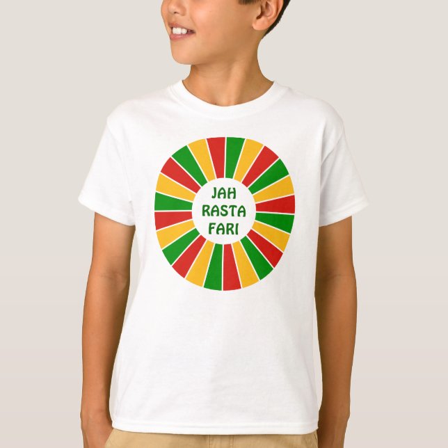 RASTAFARI FLAG BUTTON RAYS + Ihr Zeichen oder Text T-Shirt (Vorderseite)