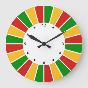 RASTAFARI FLAG BUTTON RAYS + your sign or monogram Große Wanduhr