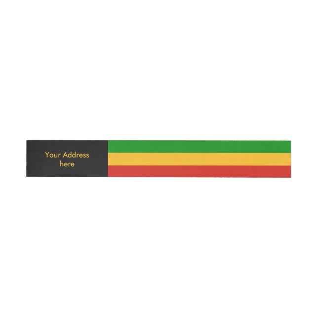 RASTAFARI FLAG FARBEN + Ihr Text Rundum-Adressaufkleber (Person)