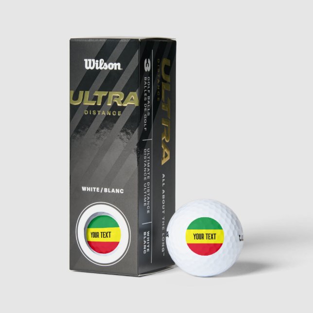 Rastafari flag golf ball set with custom text (Verpackungen)