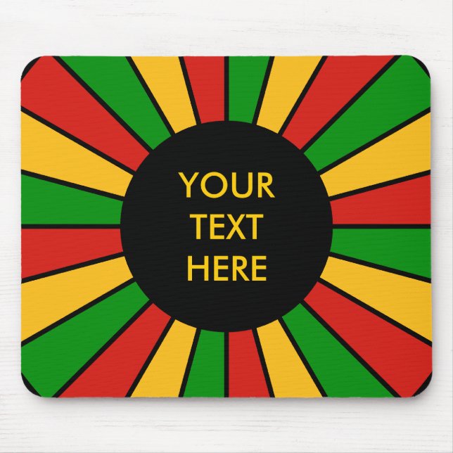 RASTAFARI-FLAGGE KNOPF STRAHLEN + dein Zeichen ode Mousepad (Vorne)