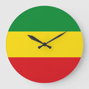Rastafari-Flagge Rasta Äthiopien Große Wanduhr
