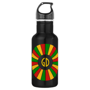 RASTAFARI-FLAGGEN-KNOPF STRAHLEN + dein Zeichen od Trinkflasche