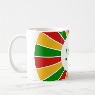 RASTAFARI FLAGGEN-KNOPF-STRAHLEN + Ihr Zeichen Tasse