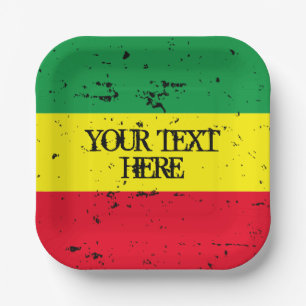 Rastafari-Flaggen-Reggae-Theme benutzerdefinierte Pappteller