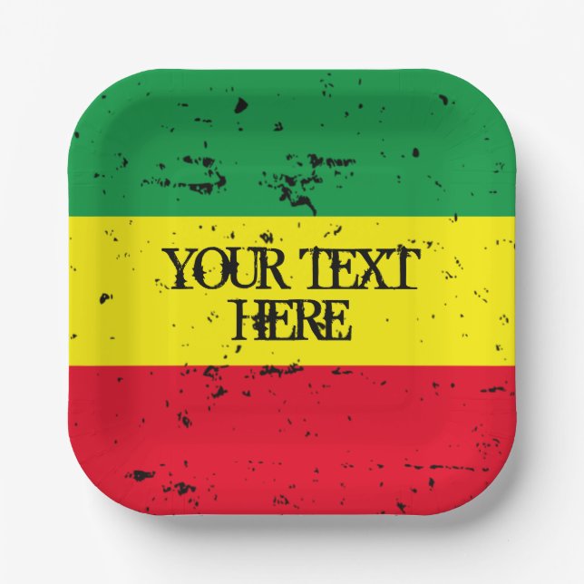 Rastafari-Flaggen-Reggae-Theme benutzerdefinierte  Pappteller (Vorderseite)