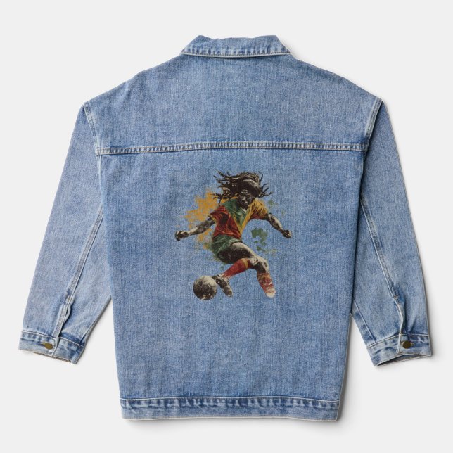Rastafari-Fußballspieler Jeansjacke (Rückseite)
