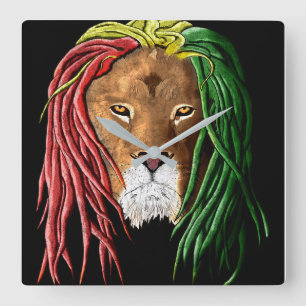 Rastafari Lion Quadratische Wanduhr