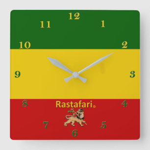 Rastafarian Bob Marley Region Wall Clock Quadratische Wanduhr