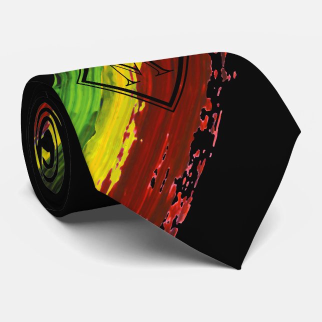 Rastafarian Farbe streicht schwarze Seite des Krawatte (Gerollt)