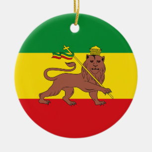Rastafarian Flag Äthiopia Löwe von Judah Postcar Keramik Ornament
