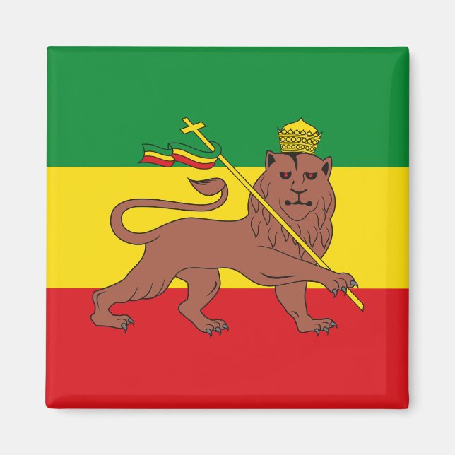 Rastafarian Flag Äthiopia Löwe von Judah Postcar Magnet (Vorne)
