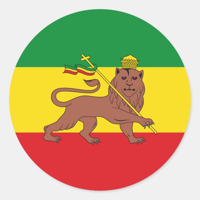 Rastafarian Flag Äthiopia Löwe von Judah Postcar Runder Aufkleber (Vorderseite)