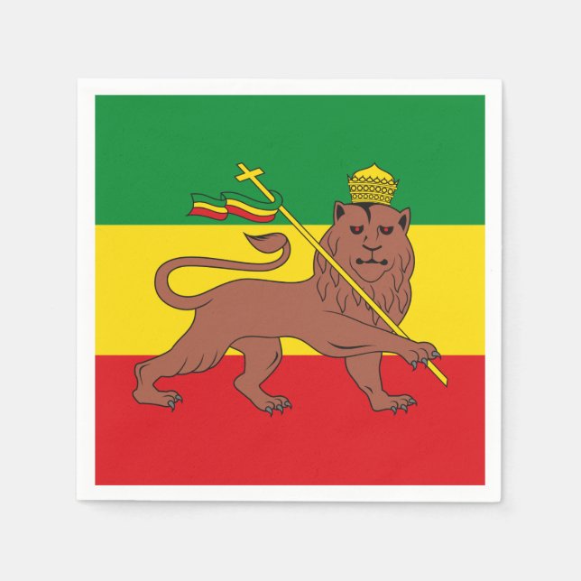 Rastafarian Flag Äthiopia Löwe von Judah Postcar Serviette (Vorderseite)