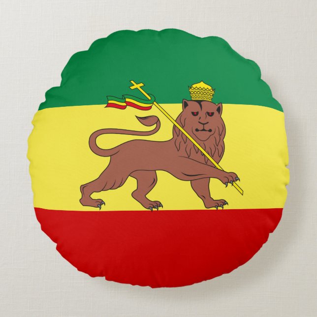 Rastafarian Flag (Rastafarianism) (Rasta) Rundes Kissen (Vorderseite)
